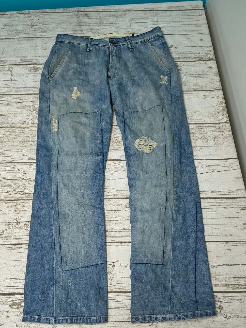 Scott Langton Sporting Tailor Patchwork Jeans Distressed Men Size 32